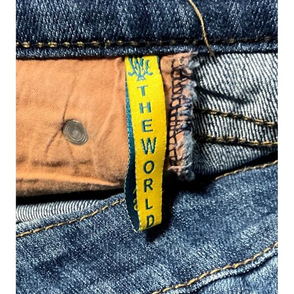 CHRISTIAN AUDIGIER LOW RISE BOOTCUT JEANS SZ 31 BLUE EMBROIDERED RHINESTONE WOME - Picture 6 of 7